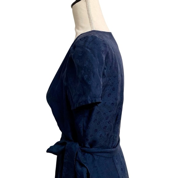 Sézane Anastasia Silk Floral Wrap Mini Dress Navy Parisian Chic US 4 - Picture 6 of 13